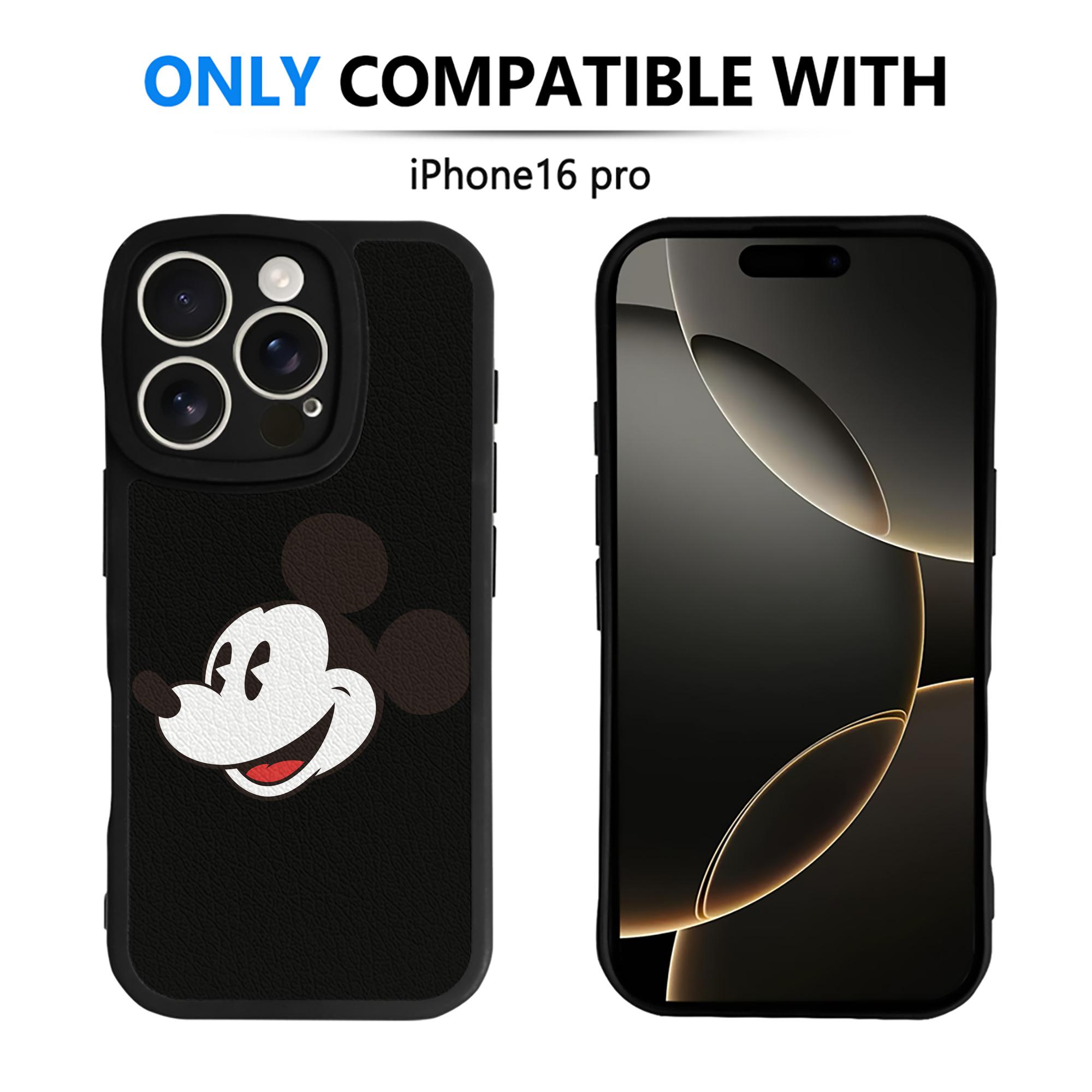 （画像用） ミッキーマウス Mickey Mouse 【iPhone 16シリーズ対応】シリコンスマホケース（レザー調） 材質：シリコン